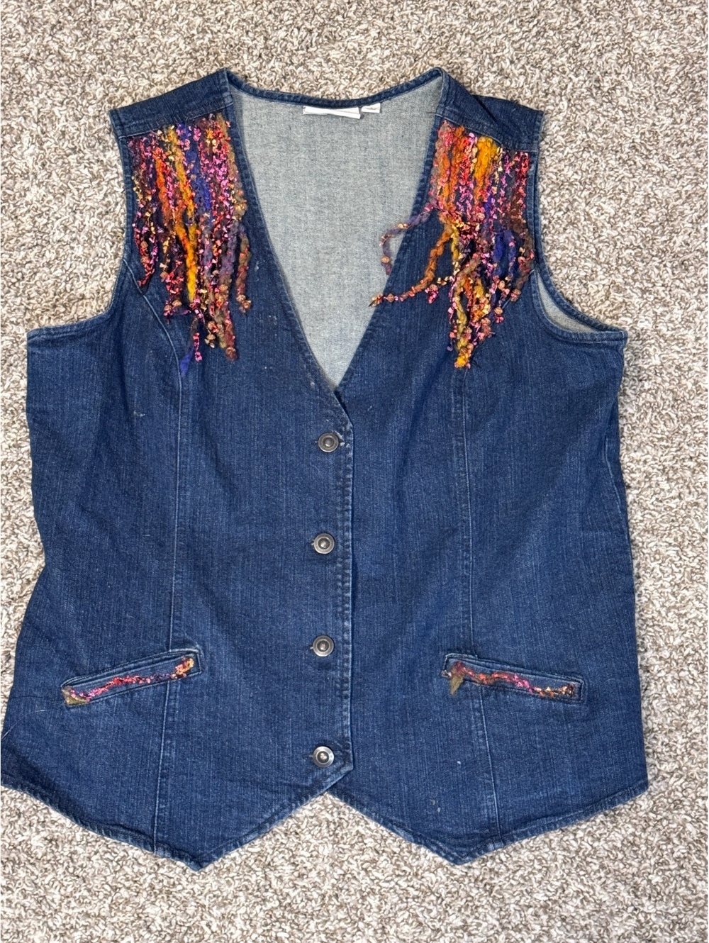 Vintage d&co. Denim & Company Embellished Denim Vest – Size Small